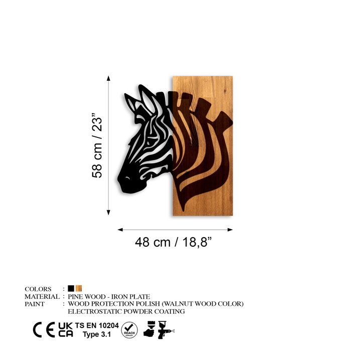 Wallity Zebra v2 Escultura de Pared en Nogal y Negro Wallity Zebra v2 Escultura de Pared en Nogal y Negro
